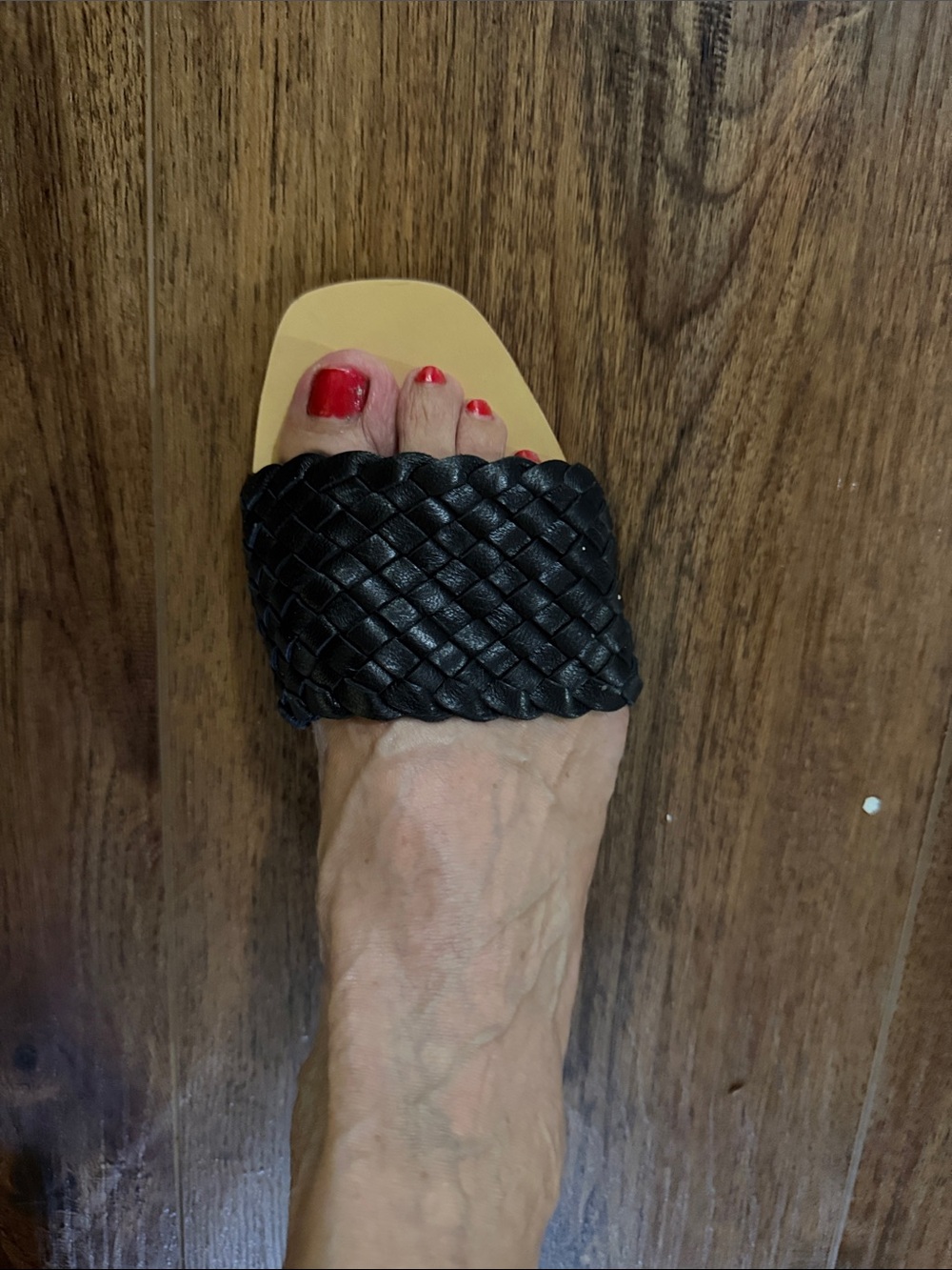 LOFT Black Braided Slide Sandal with Tan Footbed